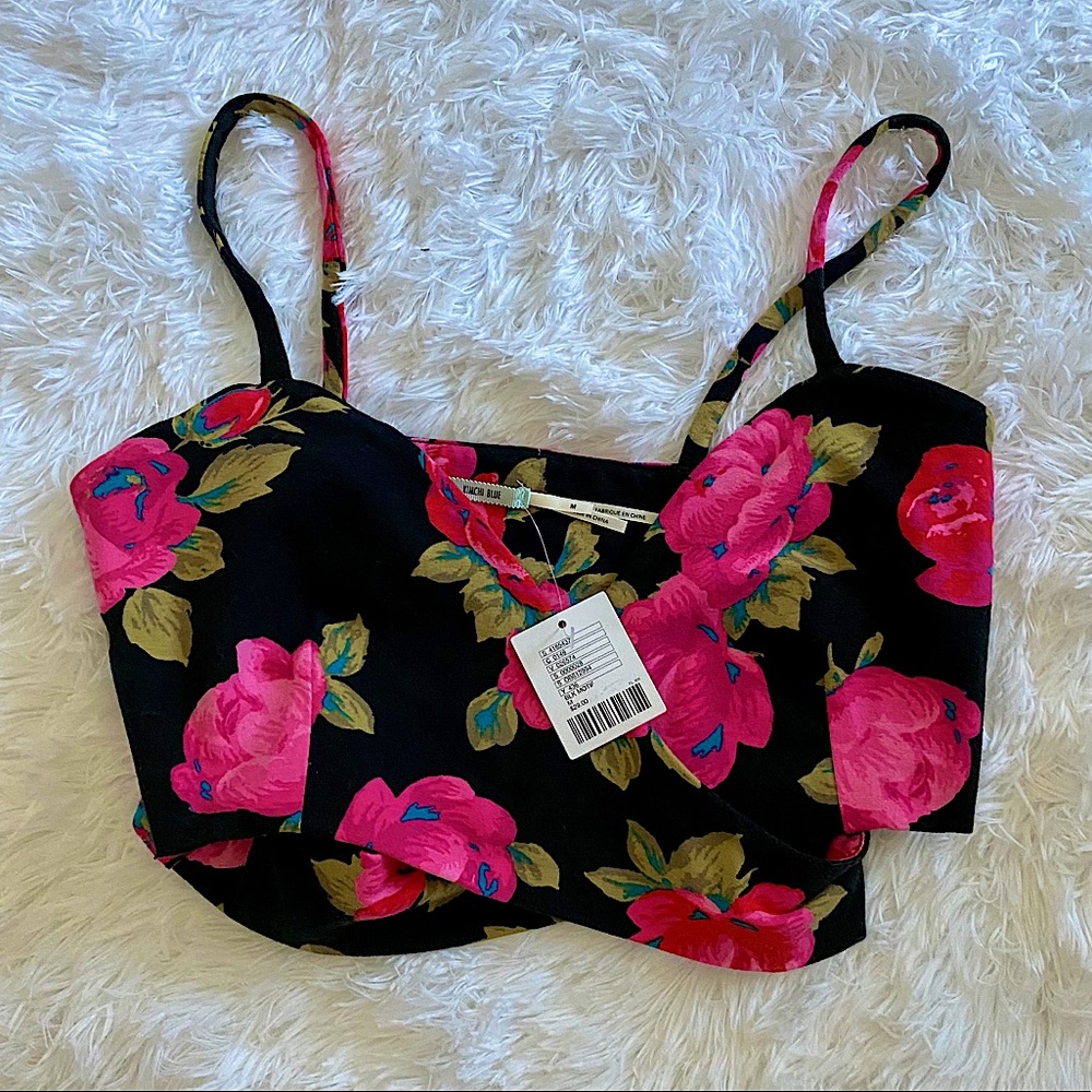 KIMCHI FLORAL PRINT CROP TOP CAMI TANK